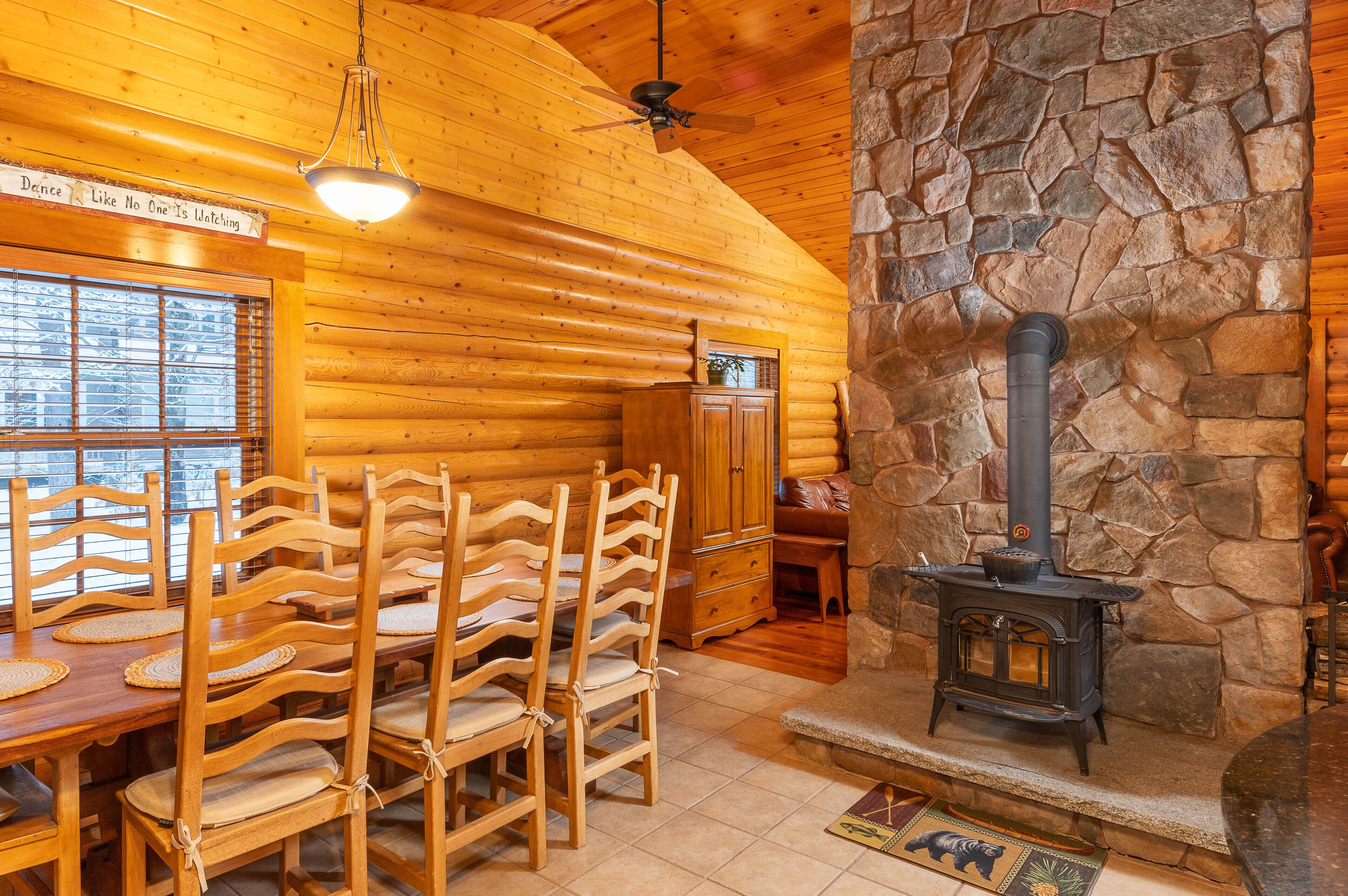 Wood burning stove for cozy winter nights.  
