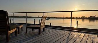 Attractive houseboat on the lake