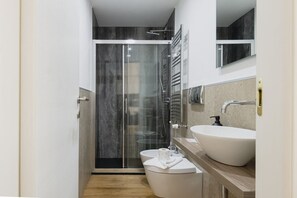 Shower, bidet, towels