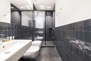 Douche, séchoir à cheveux, bidet, serviettes fournies