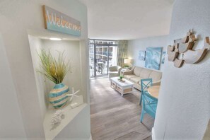 TV, offices - Updated 1BR Direct Ocean Front Condo, Pools, Beach (North Myrtle Beach)