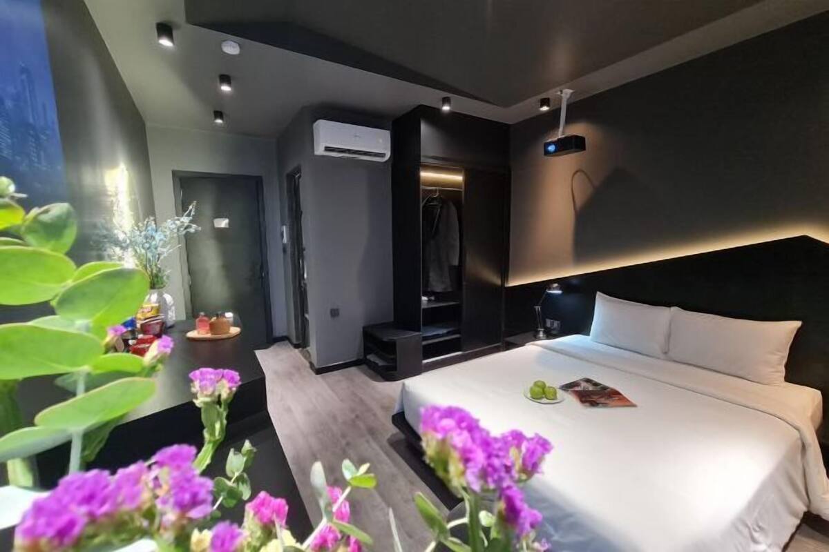 Free minibar items, desk, laptop workspace, blackout curtains