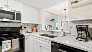 Fridge, microwave, stovetop, dishwasher - Oceanfront Resort 2BR Condo  Poolside, Scenic Pond Views, Sleeps 6 (St. Augustine)