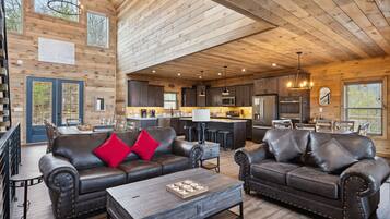 Chalet rustique, 5 chambres | Aire de séjour | Téléviseur connecté