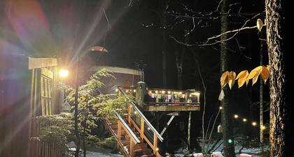 A yurt in the trees. Close to Portland but close to nature. Treeyurt Maine