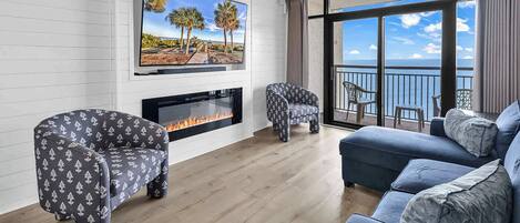 Télévision, cheminée