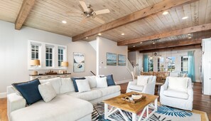 Smart TV, fireplace, table football