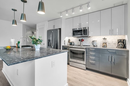 Family Apartment | Private kitchen | Full-size fridge, microwave, oven, dishwasher