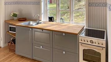 Fridge, stovetop, coffee/tea maker