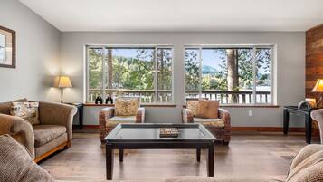 TV, fireplace, DVD player, foosball