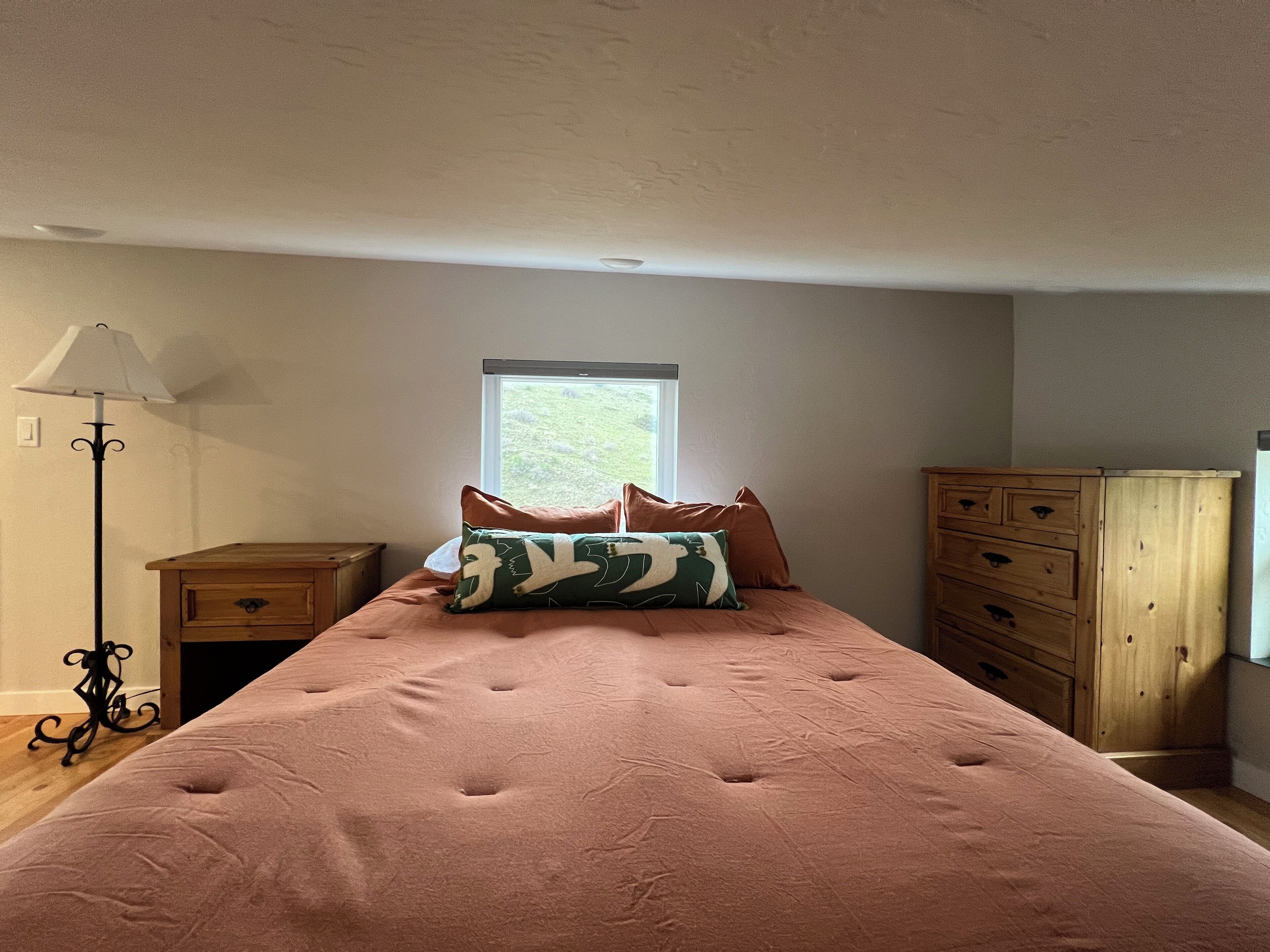 Queen bed in loft