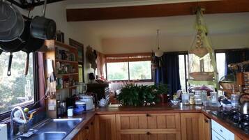 Fridge, oven, stovetop, coffee/tea maker