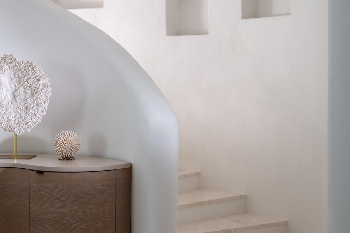 Royal Santorini Duplex Suite | Premium bedding, minibar, blackout curtains, soundproofing