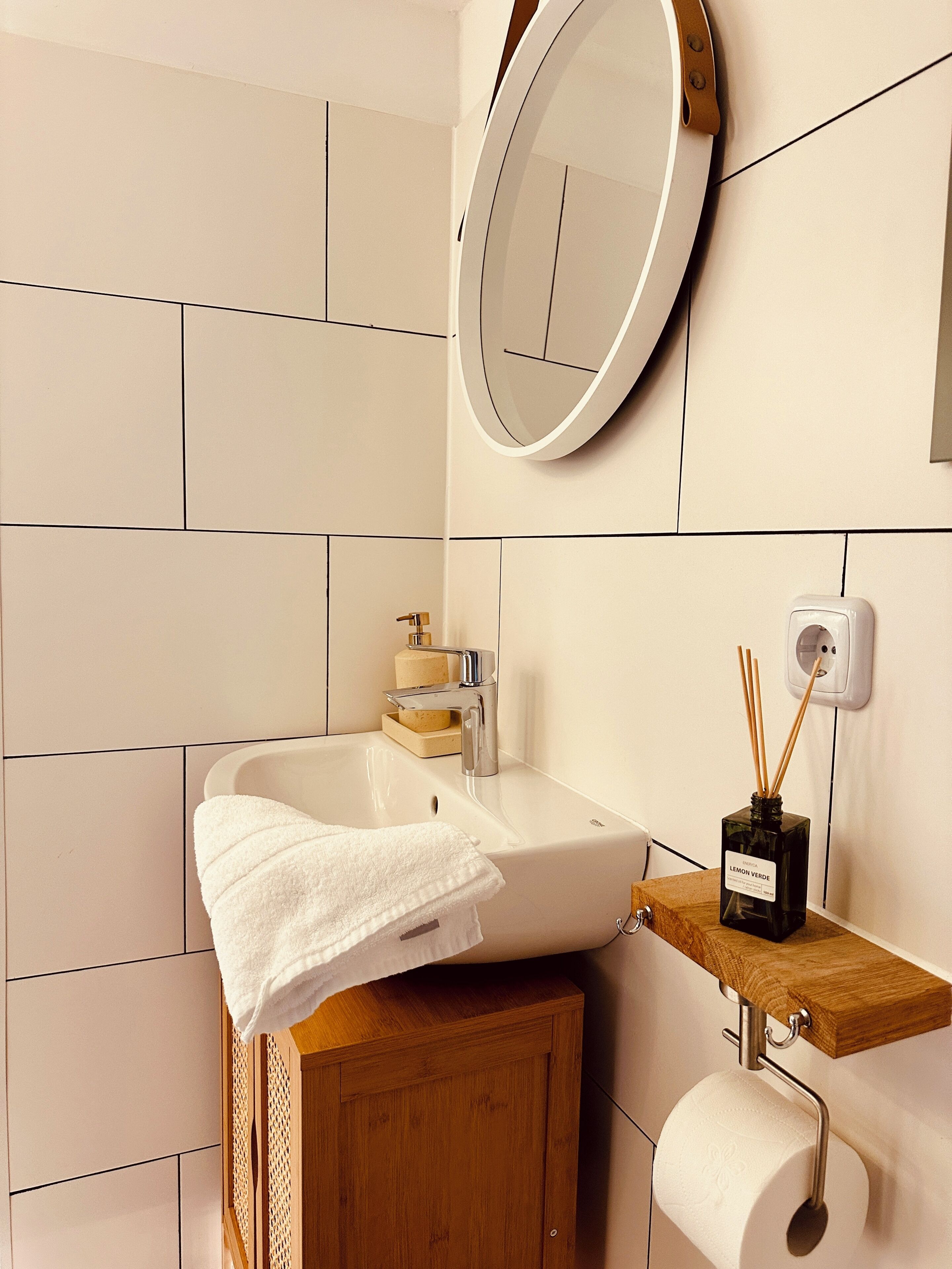 Dusche, Handtücher, Seife, Shampoo