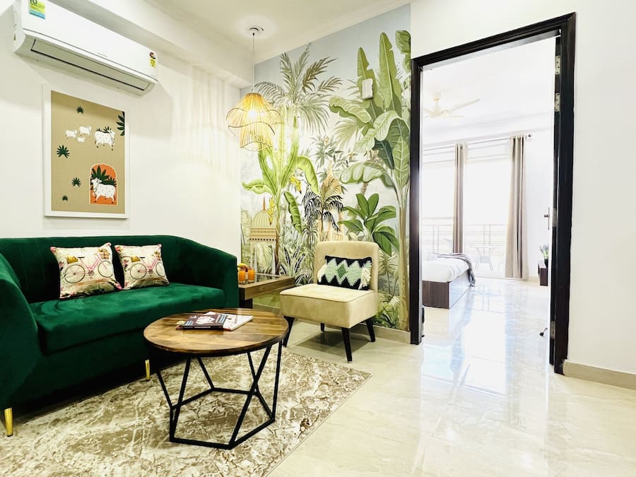 Superior One Bedroom Apartment | Living area | Fireplace, heated floors