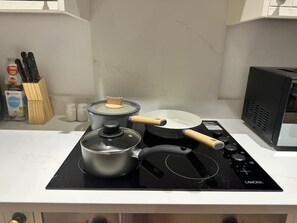 Kühlschrank, Mikrowelle, Ofen, Herdplatte