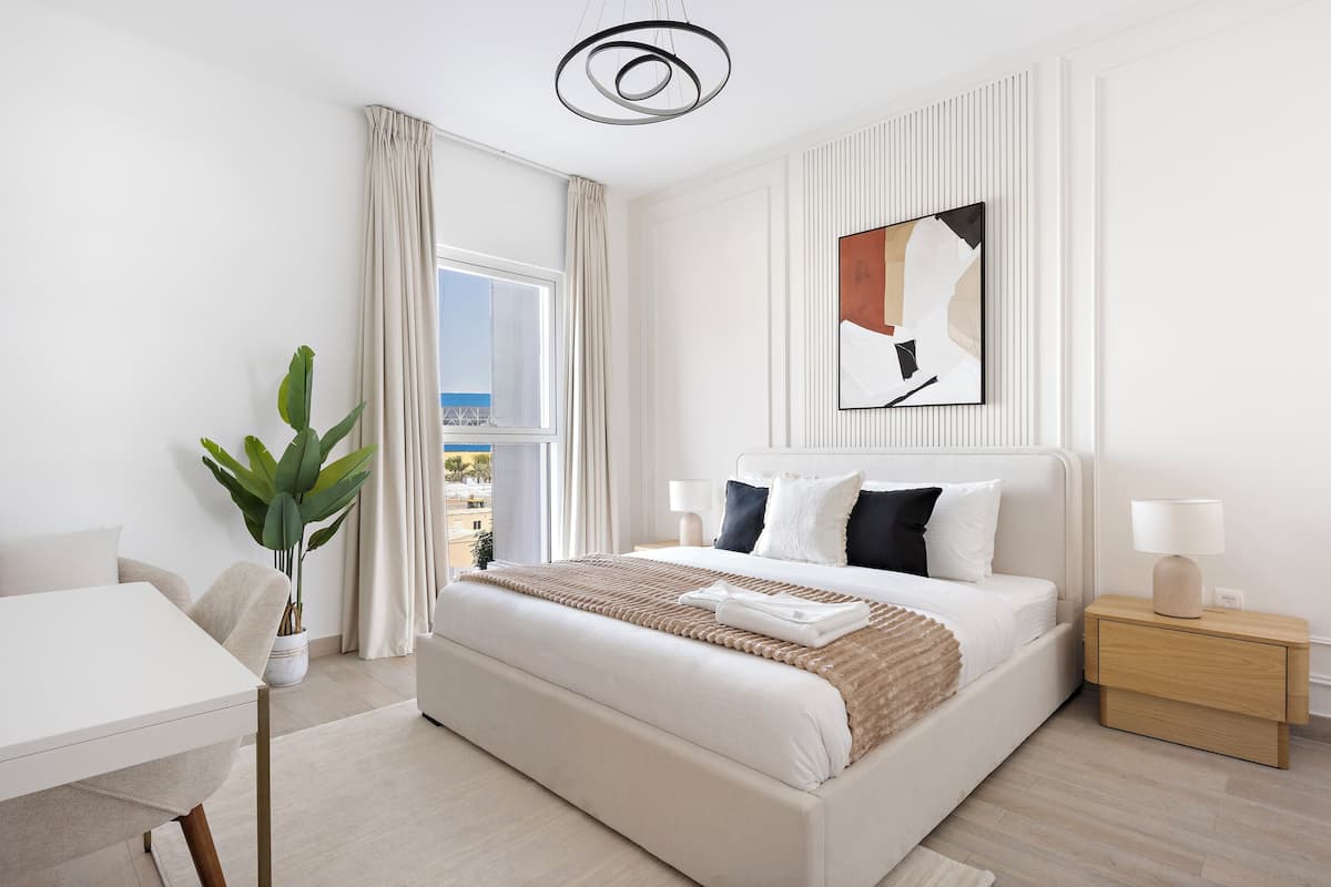 Apartemen Deluks | 2 kamar tidur, seprai katun Mesir, seprai premium, dan busa memori
