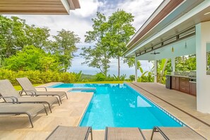 Outdoor pool, sun loungers