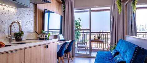 apartman | 1 hálószoba, íróasztal, ingyenes wifi és ágynemű