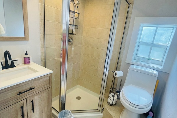 New vanity sink and shower with plenty of hot water and great pressure