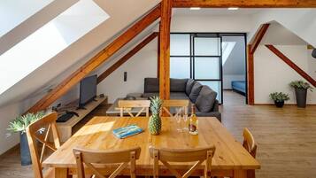 Family Apartment (Number 6) | Minibar, in-room safe, blackout drapes, iron/ironing board