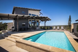 Outdoor pool, a heated pool - SKYHOUSE Guadalupe: Cliffside Pool Above the River (New Braunfels)
