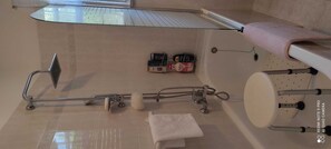 Hair dryer, bidet, towels