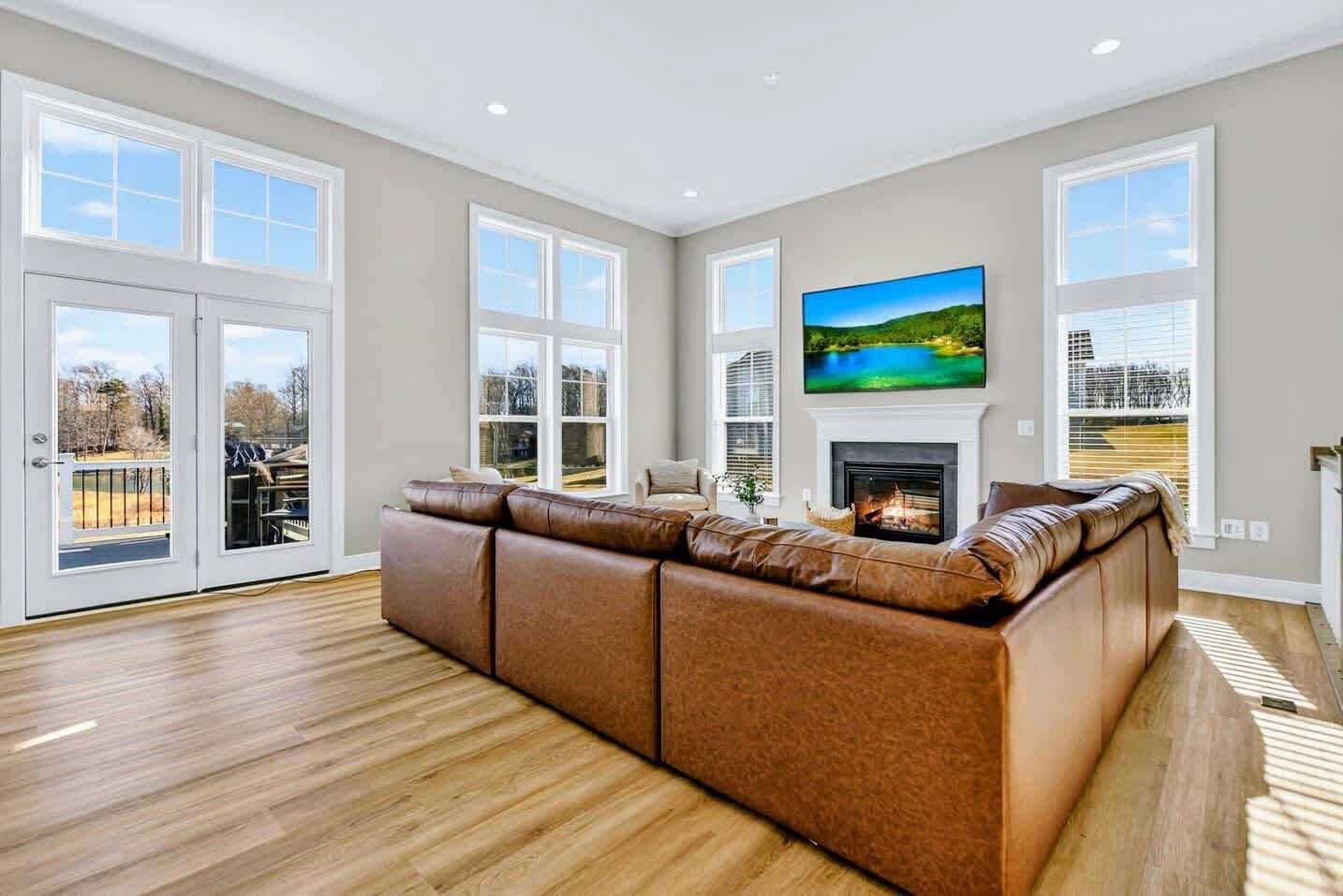 Smart TV, fireplace, video games, DVD player