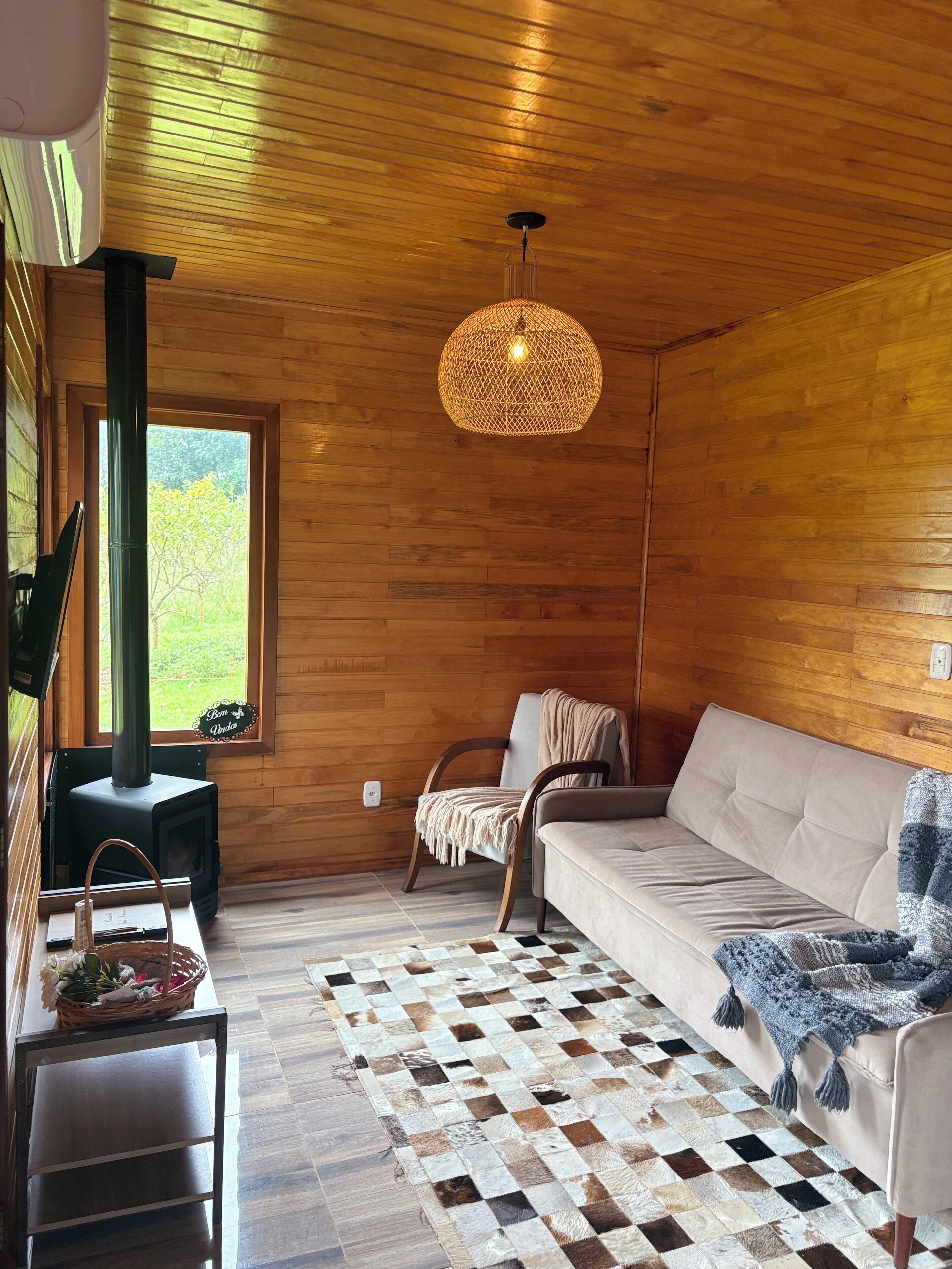 Romantic Chalet | Living area | 32-inch Smart TV with digital channels, fireplace