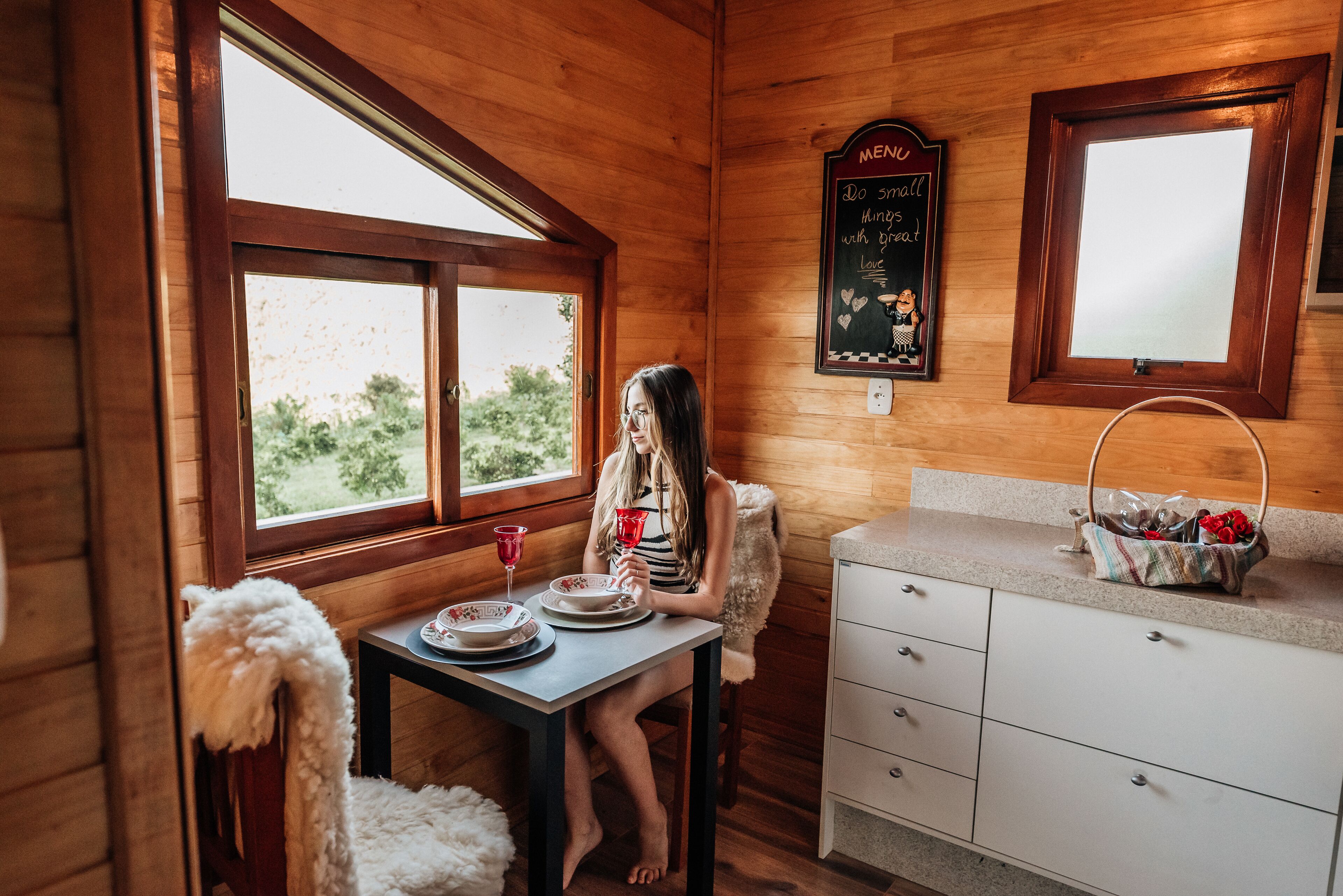 Romantic Chalet | Private kitchen | Microwave, stovetop, coffee/tea maker, griddle