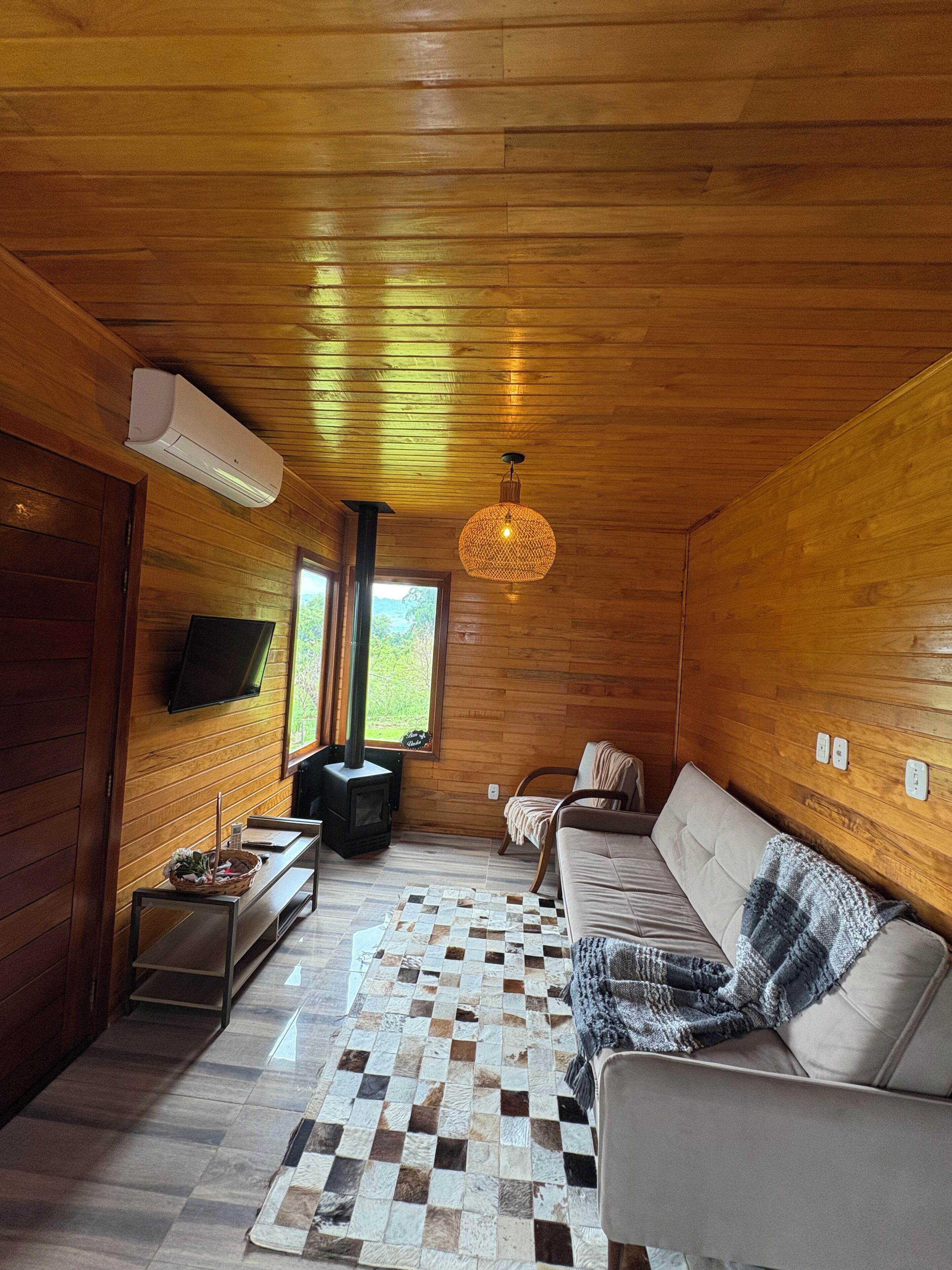 Romantic Chalet | Living area | 32-inch Smart TV with digital channels, fireplace