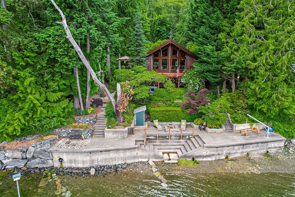 Exterior - waterfront cabin on two acres with private beach, hot tub, kayaks & deck (Shelton)