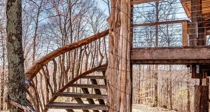 2BR, 1BA HAND BUILT MOUNTAIN TOP TREE HOUSE with Hot tub