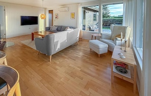 TV, fireplace - Cozy home in Glesborg with kitchen (Glesborg)