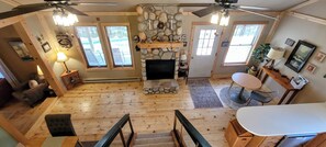 TV, fireplace, DVD player, video library