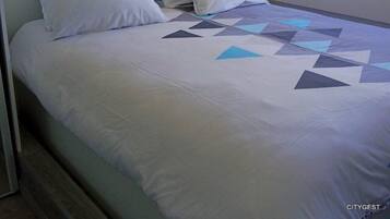 1 bedroom, desk, iron/ironing board, travel cot