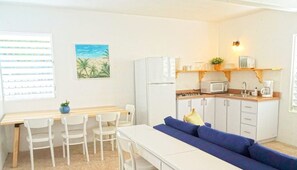 Panoramic Apartment, 2 Bedrooms, Hot Tub, Ocean View | Private kitchen | Full-size fridge, microwave, coffee/tea maker, toaster - Palmeras Beach Apartments (Guanica)