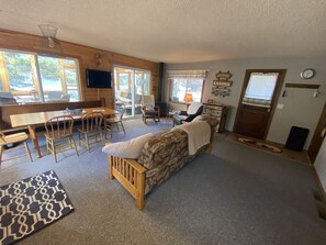 テレビ、暖炉、DVD プレーヤー