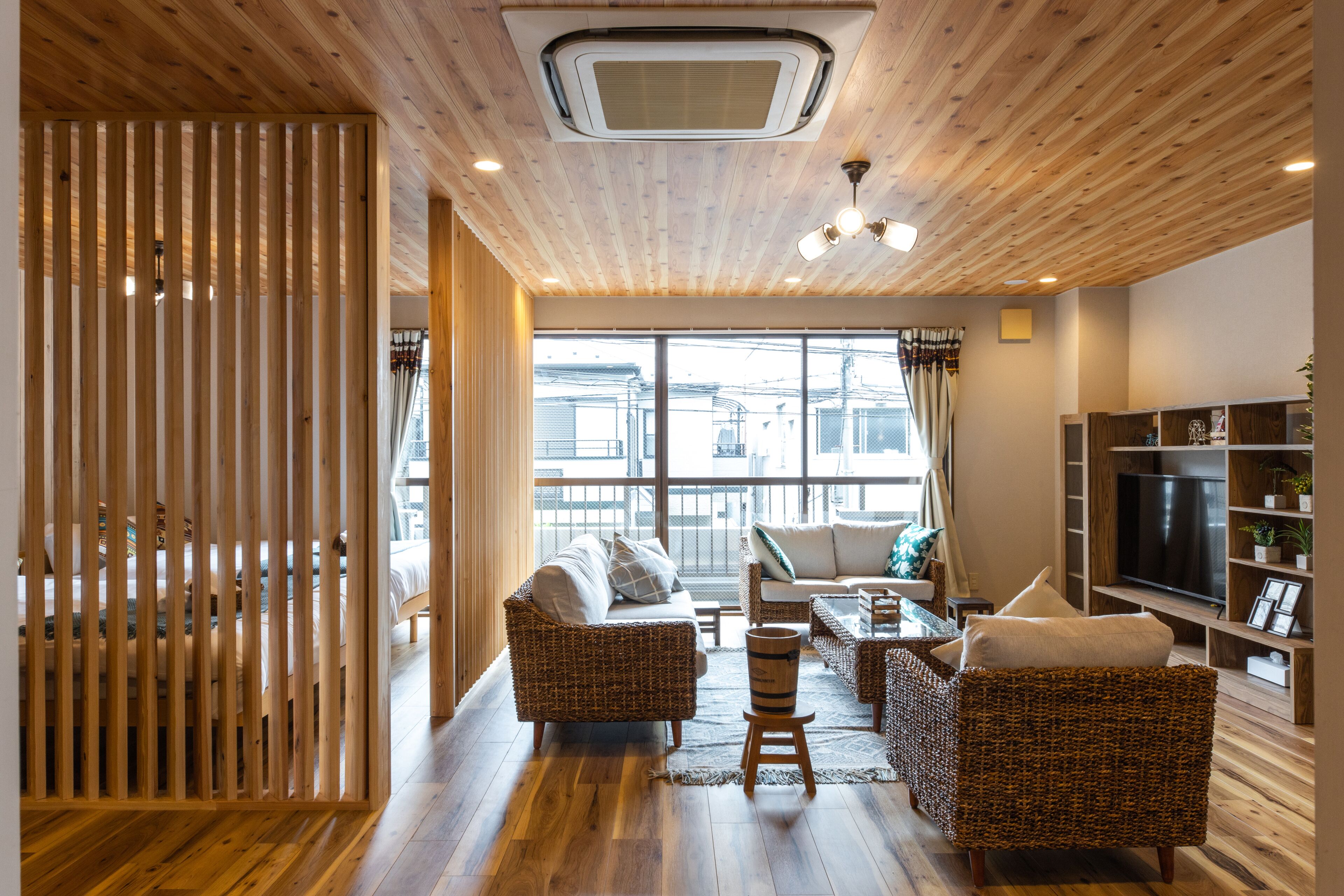 Apartamento design | Área de estar | TV LCD 50 polegadas com canais a cabo