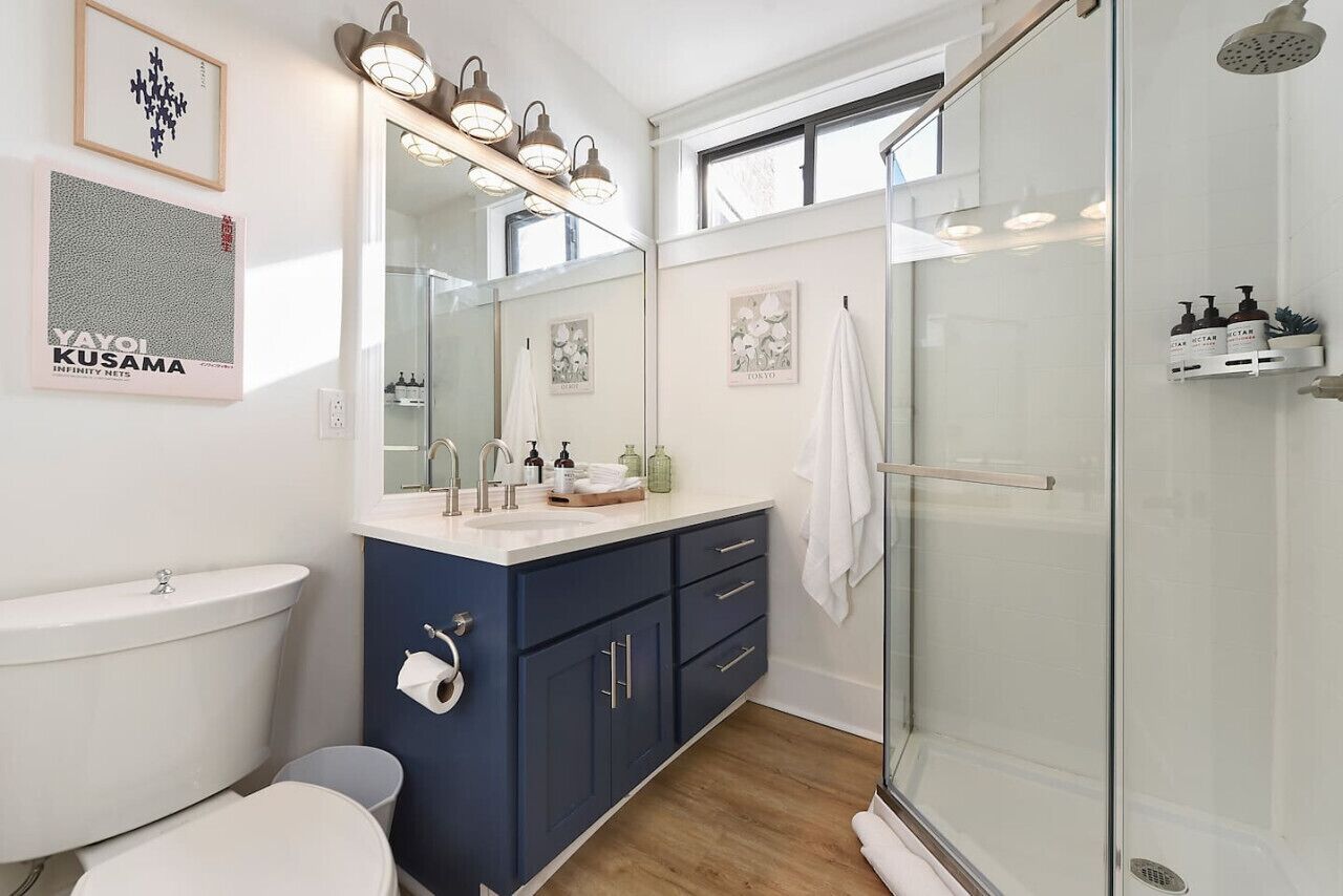 Eco-friendly toiletries, hair dryer, towels