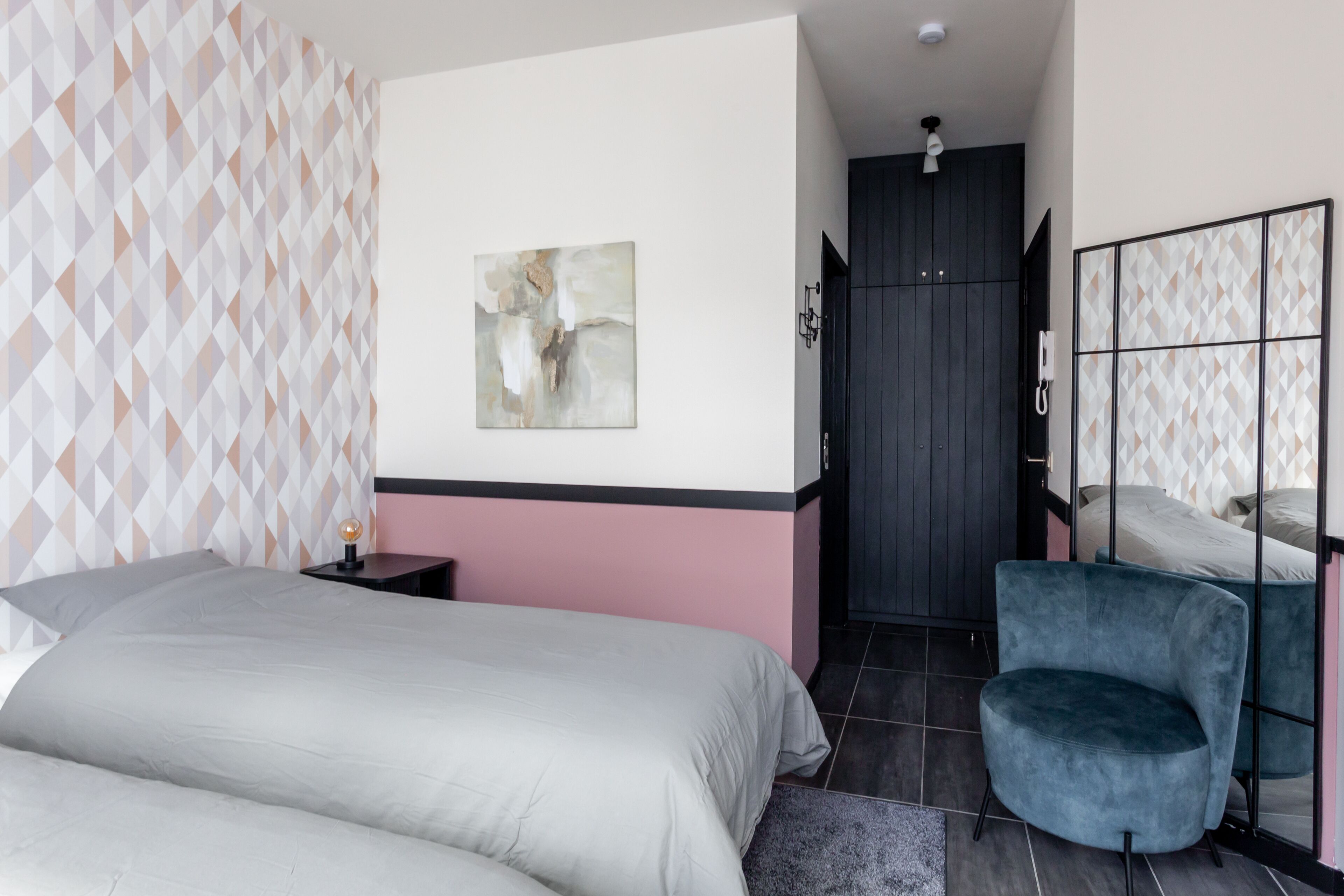 Premium bedding, Select Comfort beds, desk, laptop workspace