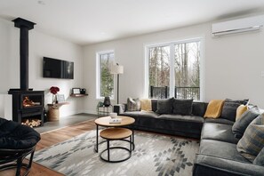 TV, fireplace, books, offices - Peaceful Chalet Tremblant, hot tub and fireplace (Amherst)