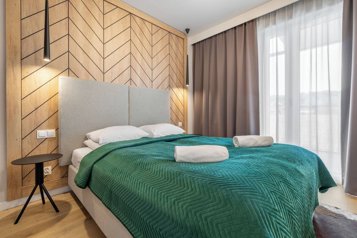 Departamento estándar | Tabla de planchar con plancha, wifi gratis y ropa de cama 