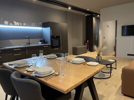 Superior Apartment | Private kitchen | Full-size fridge, oven, stovetop, dishwasher