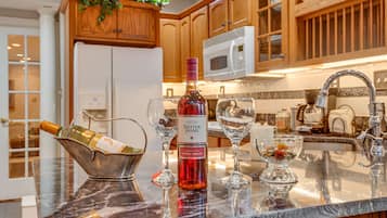 Microwave, dishwasher, cookware/dishes/utensils, paper towels