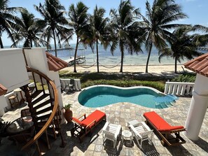 Outdoor pool - Beautiful 5 bedroom beachfront villa with private pool just 2.5 miles from town (San Pedro)