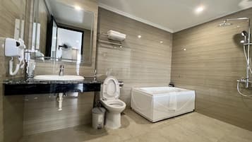 Family Room | Bathroom | Hair dryer, dressing gowns, bidet, towels