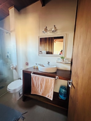 Comfort Double Room, Mountain View | Bathroom | Shower, hair dryer, towels, soap