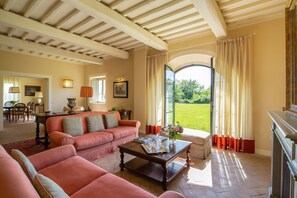 TV connectée, cheminée, livres