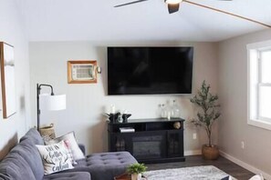 Televisión, chimenea